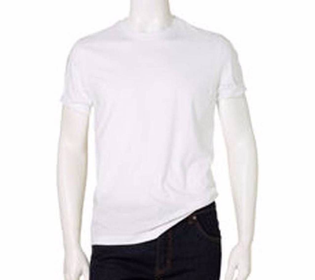 Gents Round Neck White Color T-Shirt