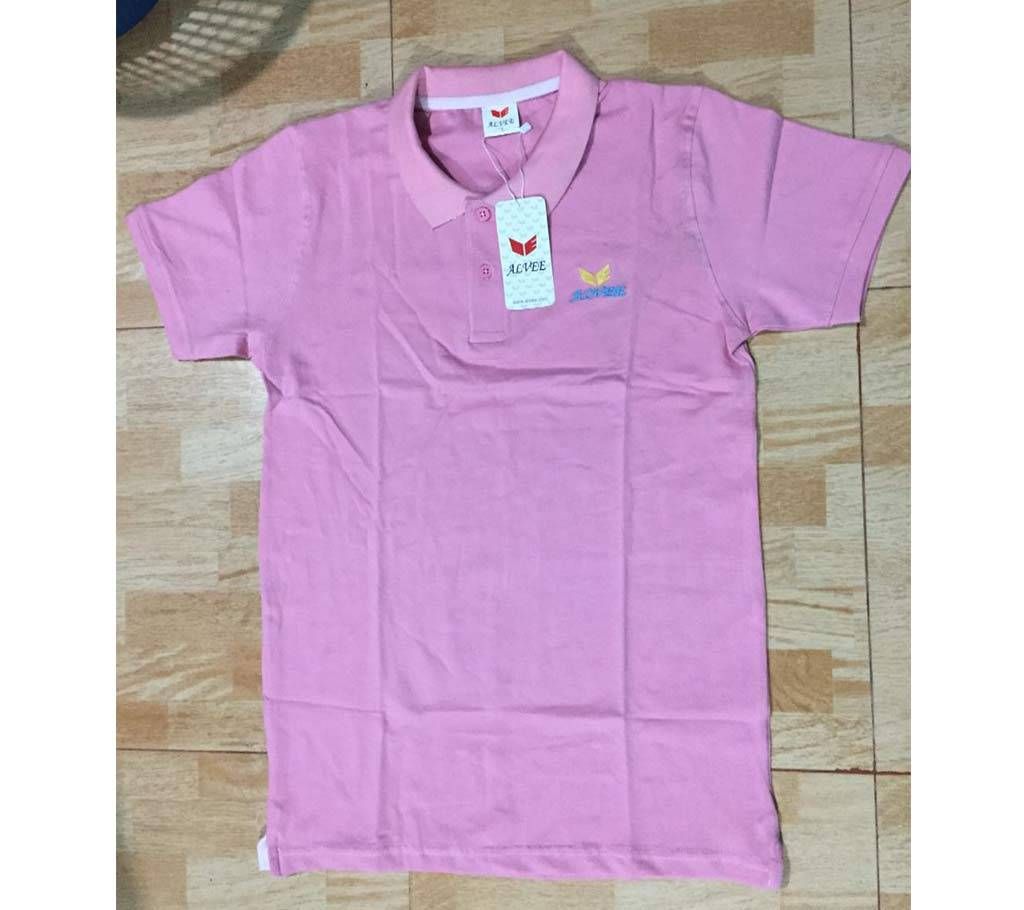 Pink Half Sleeve Polo Shirt For Men 