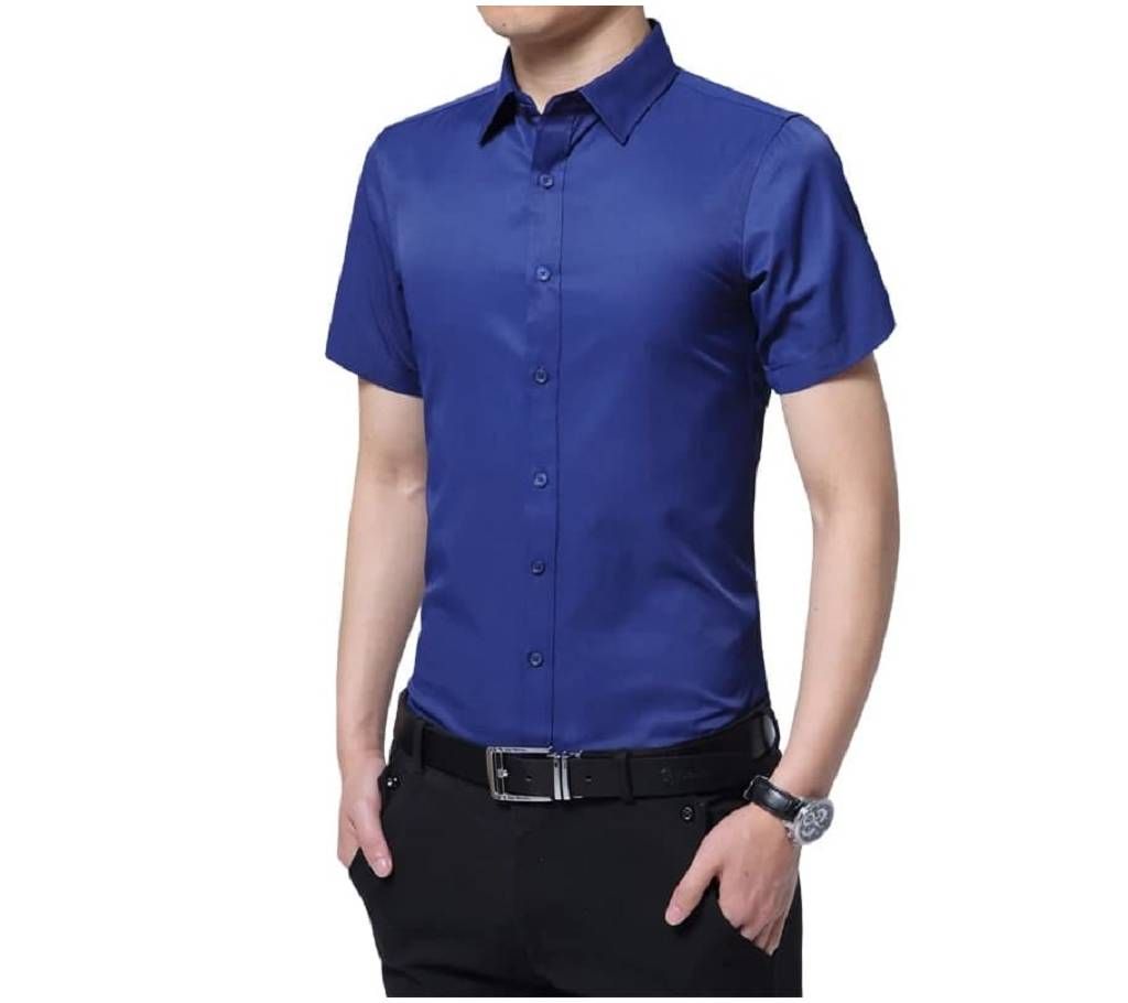Gents Half Sleeve Casual Shirt-Navy Blue