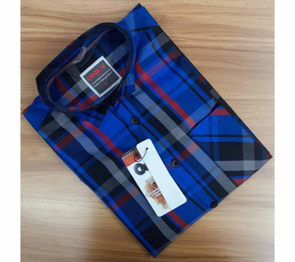 Full Sleeve Casual Shirt For Men- Check Blue