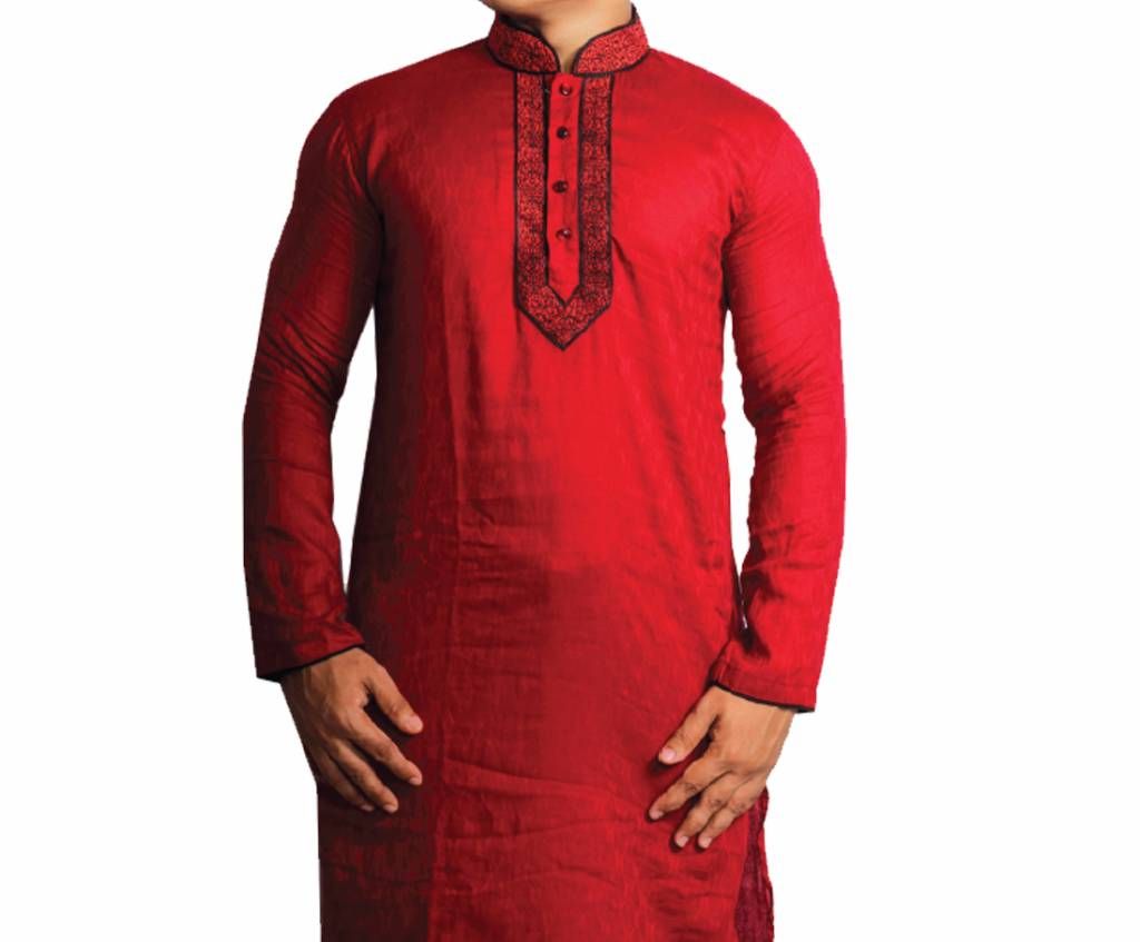 Mens Red Cotton Panjabi