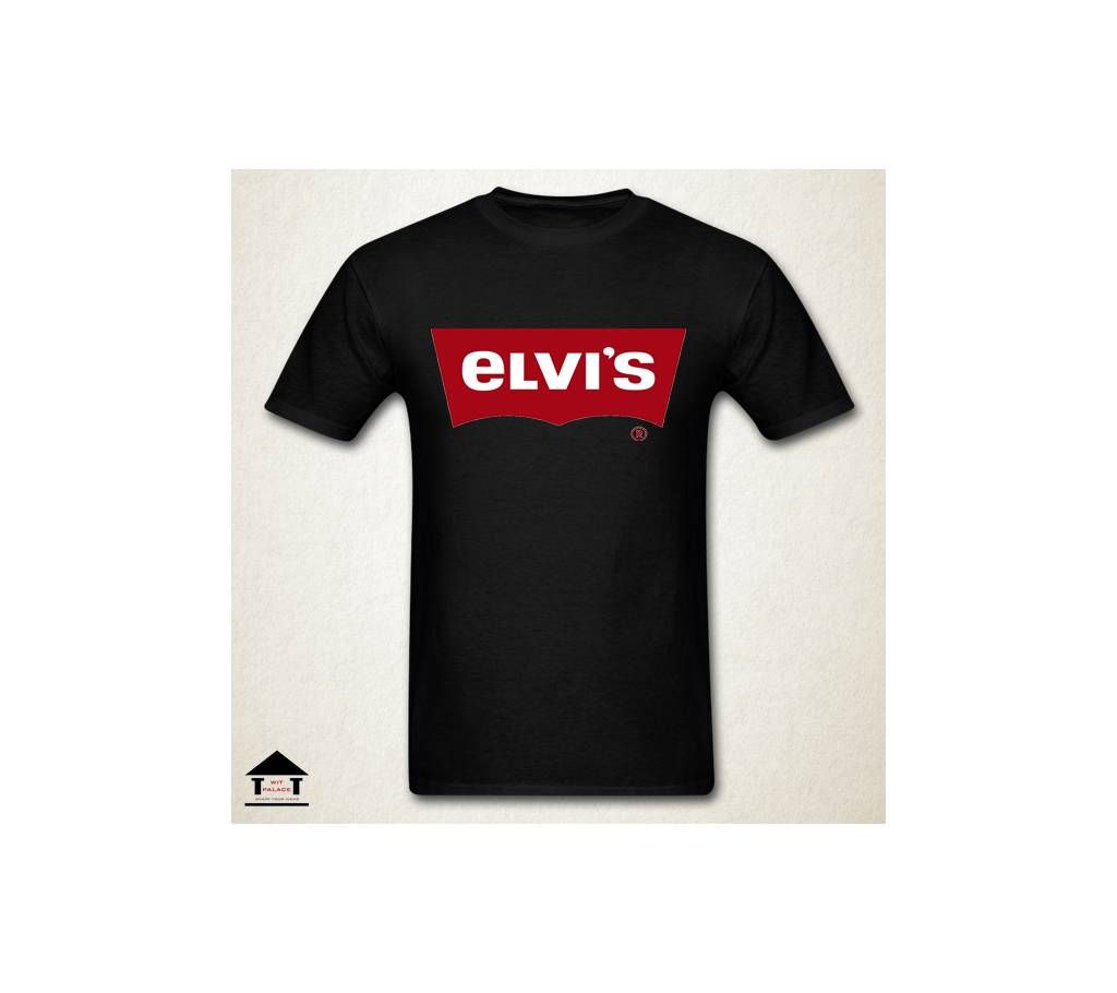 eLVI'S Half Sleeve Cotton T-Shirt Black
