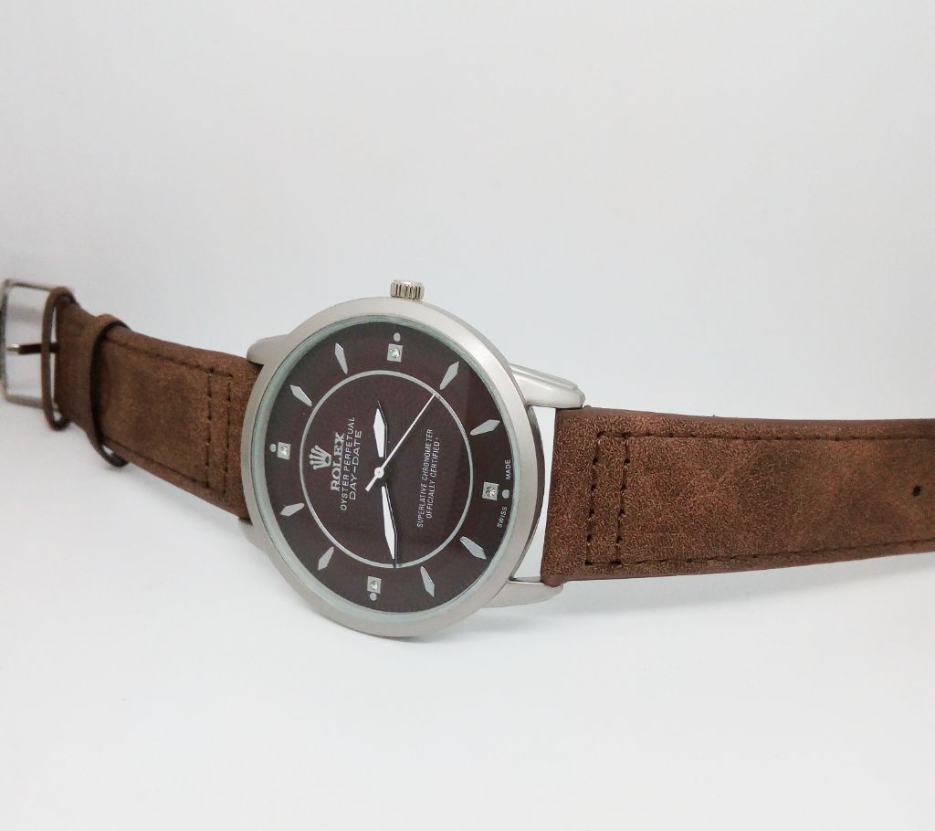 rolex genuine leather strip watch