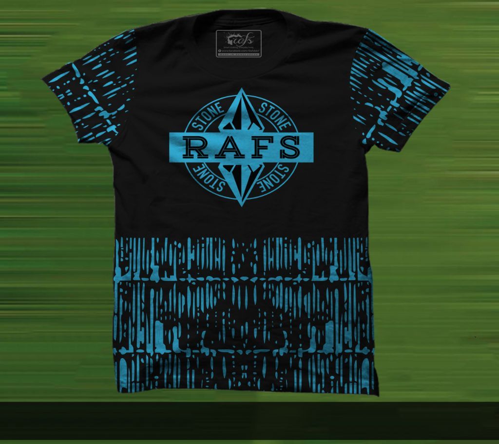 RAFS Mens Cotton Round Neck Black T-Shirt