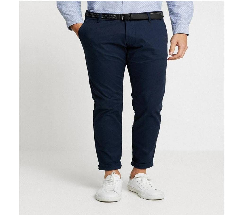 Navy Blue Gabardine/chino Pant For Men
