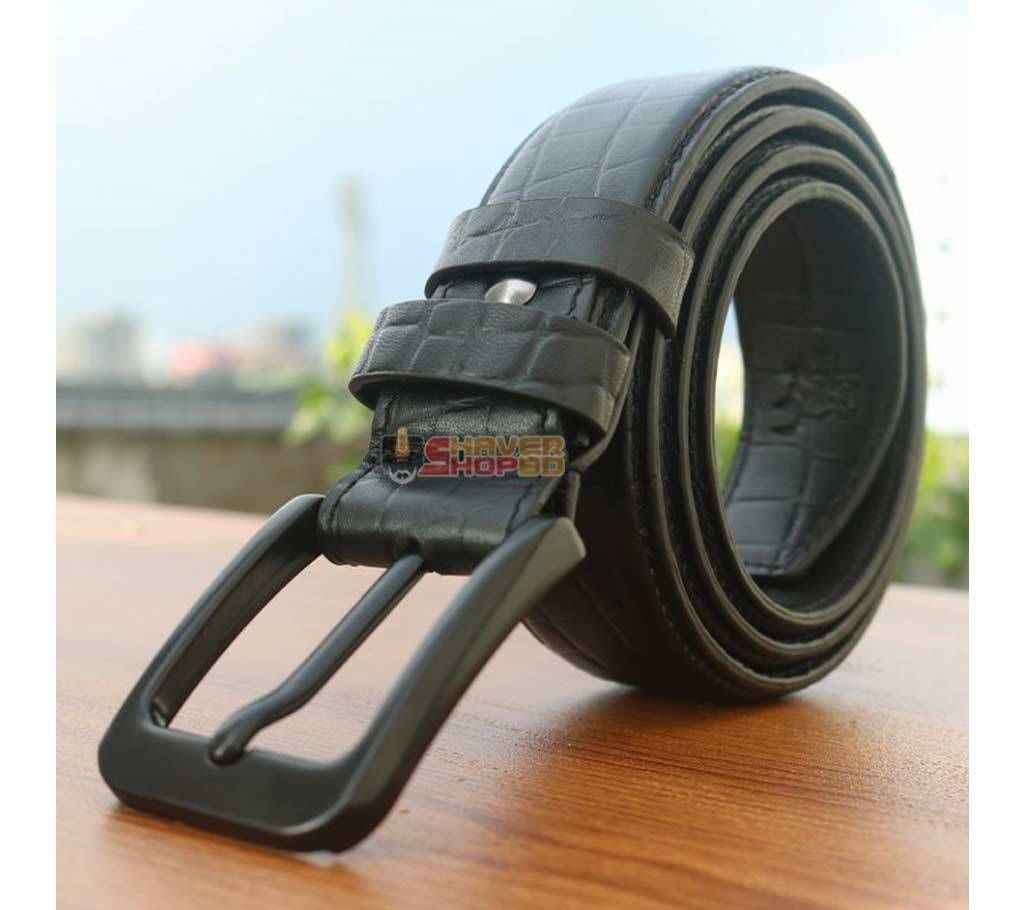 SSB CROCO PRINTED 100% GENUINE LEATHER BELT BLACK SB-W10
