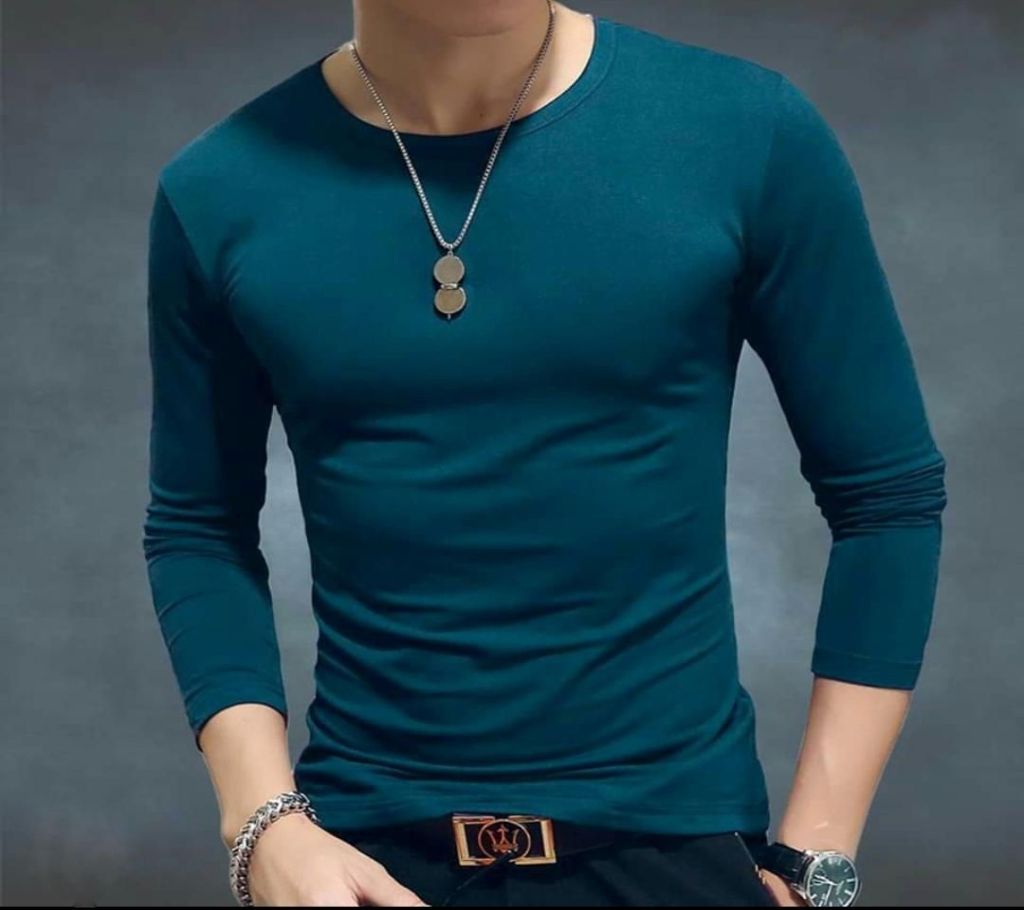 Green Cotton Long Sleeve T-Shirt for Men - UPF