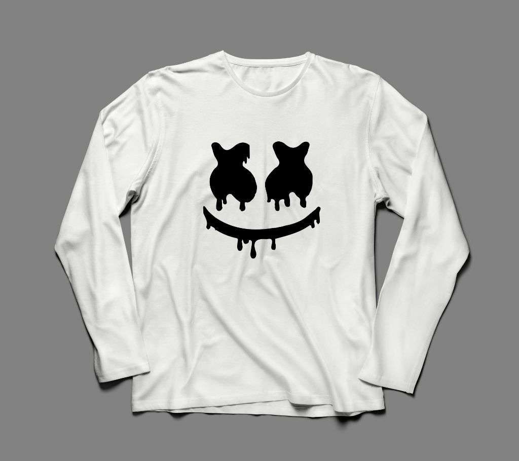 MARSHMALLOW LONG SLEEVE WHITE  COTTON TSHIRT FOR MEN