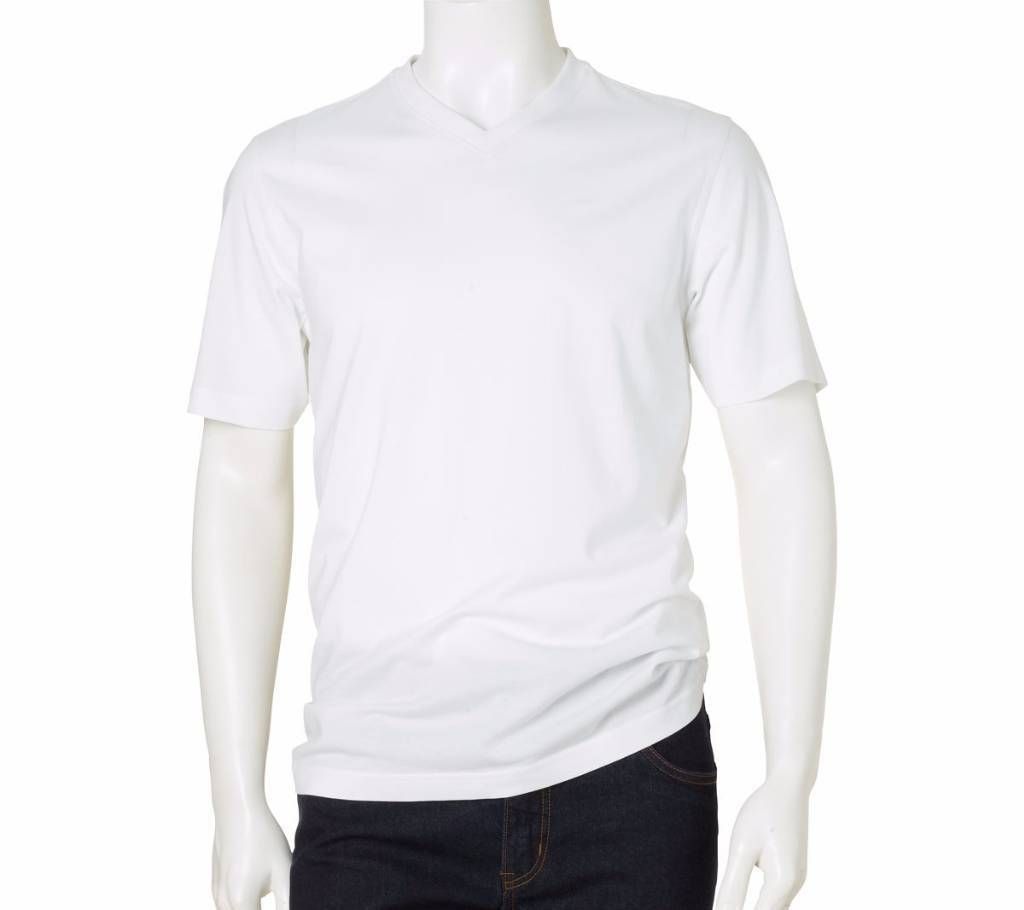 Gents V-Neck White Color T-Shirt