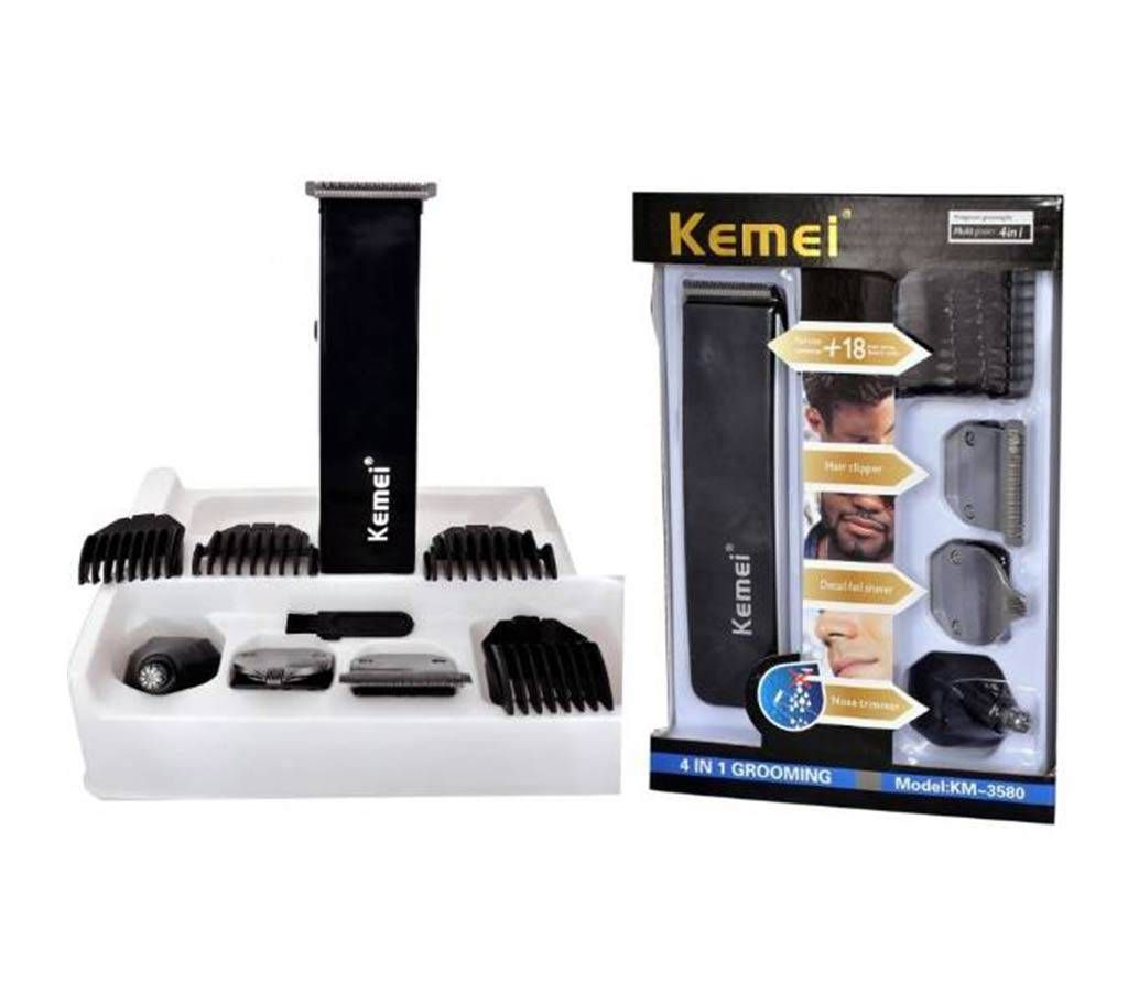 Kemei KM-3580 4-In-1 Grooming Trimmer & Shaver Set