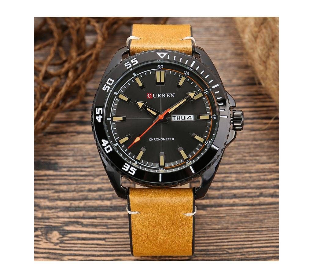Curren 8272 Casual Analog Leather Watch For Men