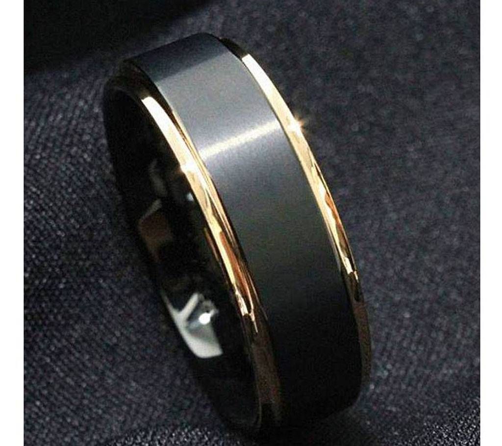 Golden and Black Stainless Steel Finger Ring for Men