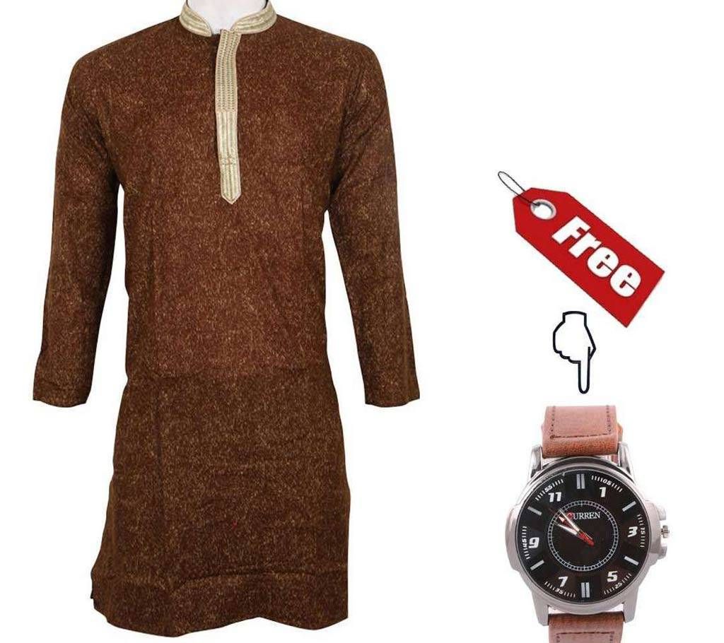 Gents Cotton Punjabi with Wristwatch Free