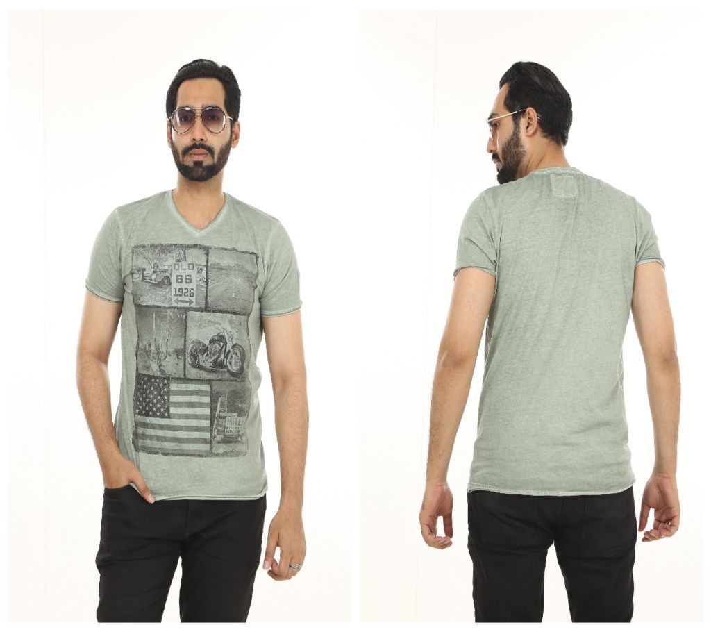 Agave Green color Smog Mens T-shirt for summer