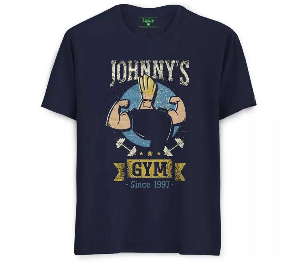 Johnnys Gym Design Summer Navy Blue T-shirt