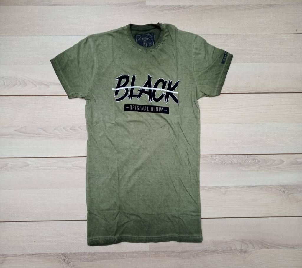 Olive Cotton Washed T-Shirt for Men