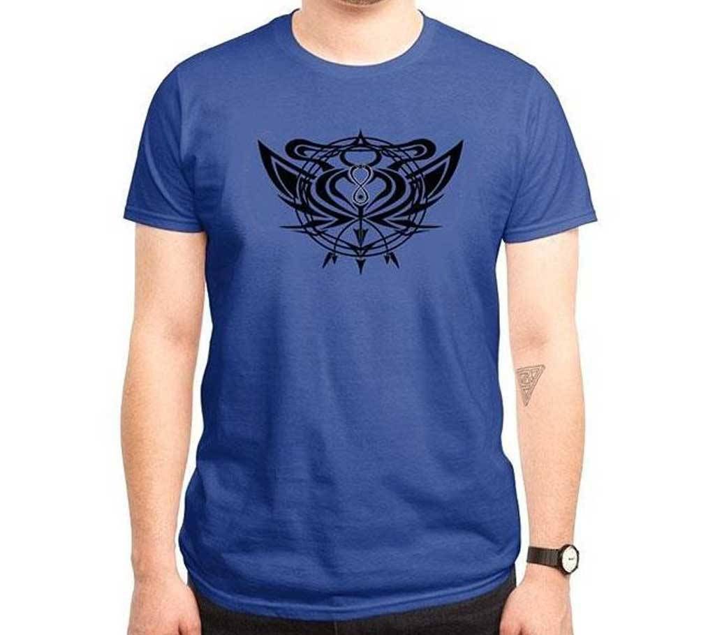 Blue Cotton Round Neck  t-shirt