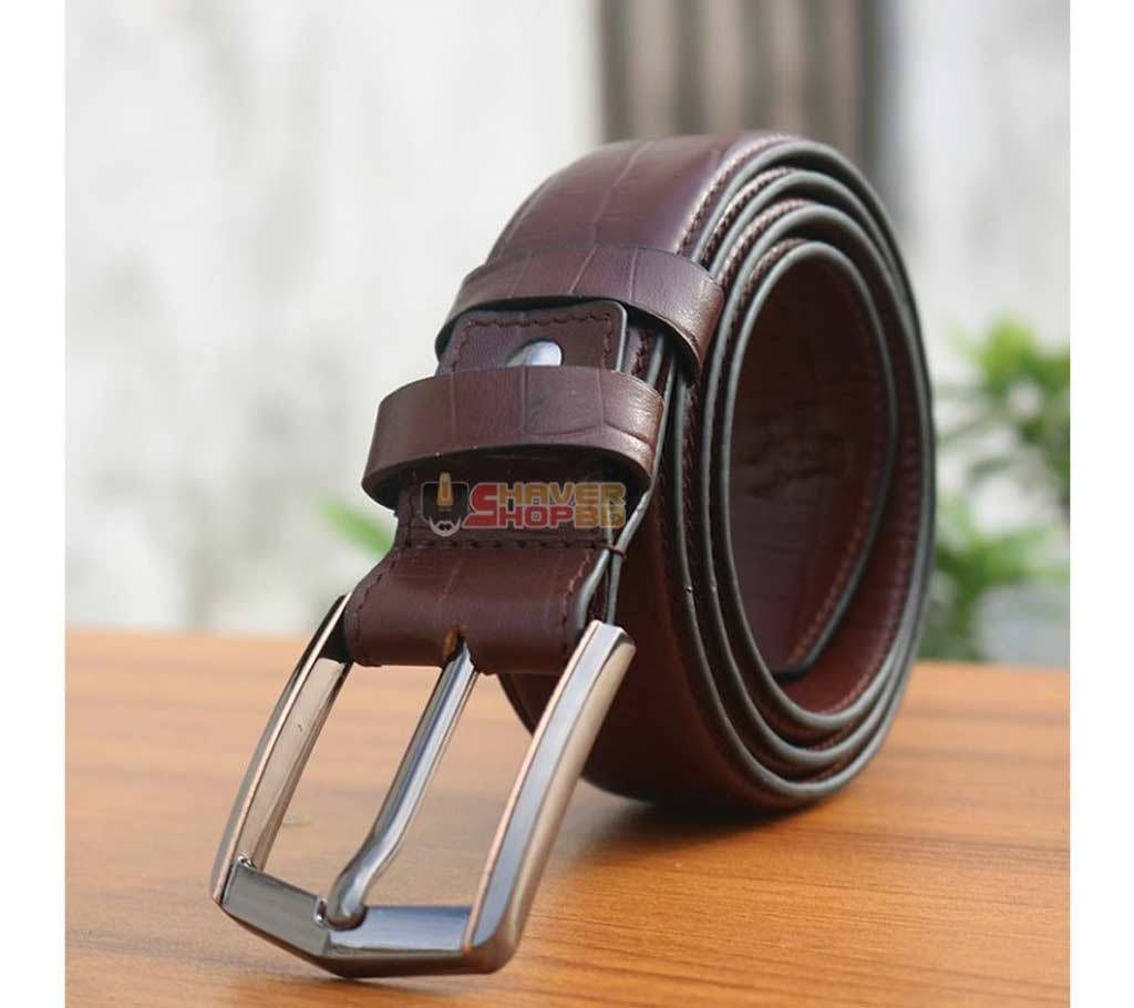CROCO PRITED 100% GENUINE LEATHER BELT BROWN SB-W11