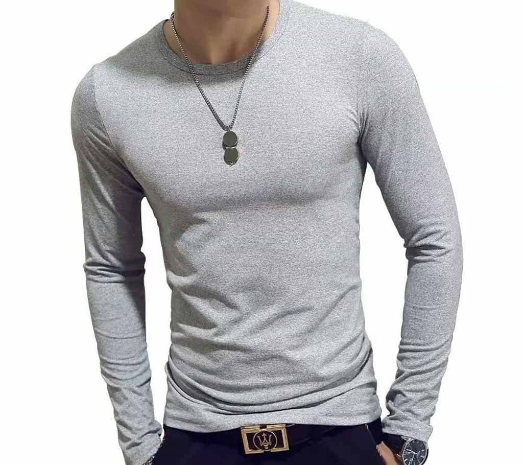 Ash Cotton Long Sleeve T-Shirt for Men -UPF