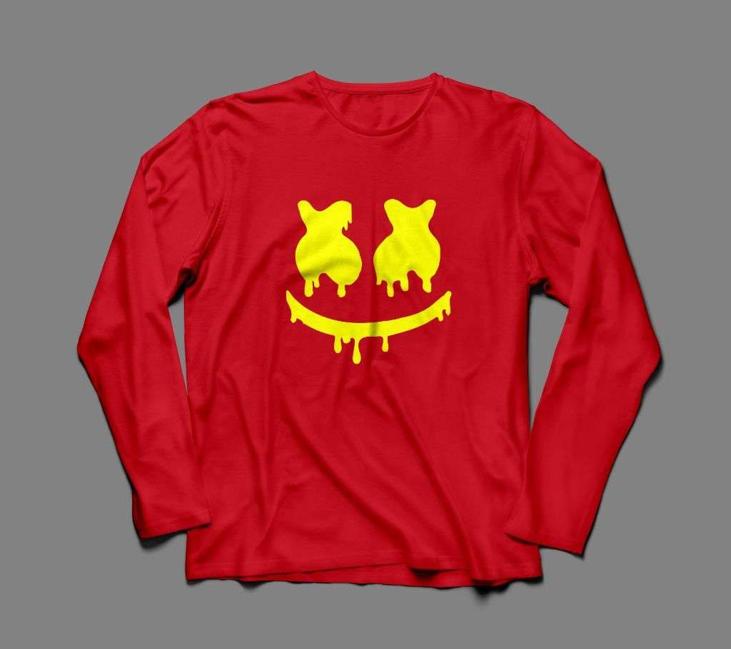 MARSHMALLOW LONG SLEEVE RED  COTTON TSHIRT FOR MEN