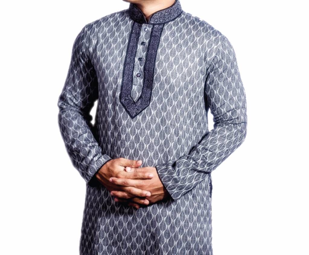 Mens Light Ash Cotton Panjabi