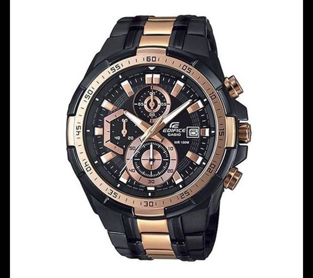 Casio Black & RoseGold Stainless Steel Wrist Watch