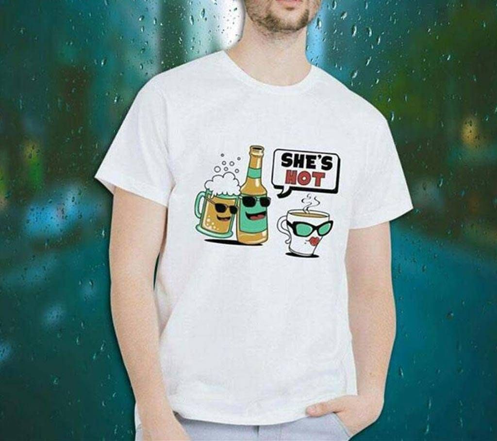 She is Hot mens round neck t shirt 