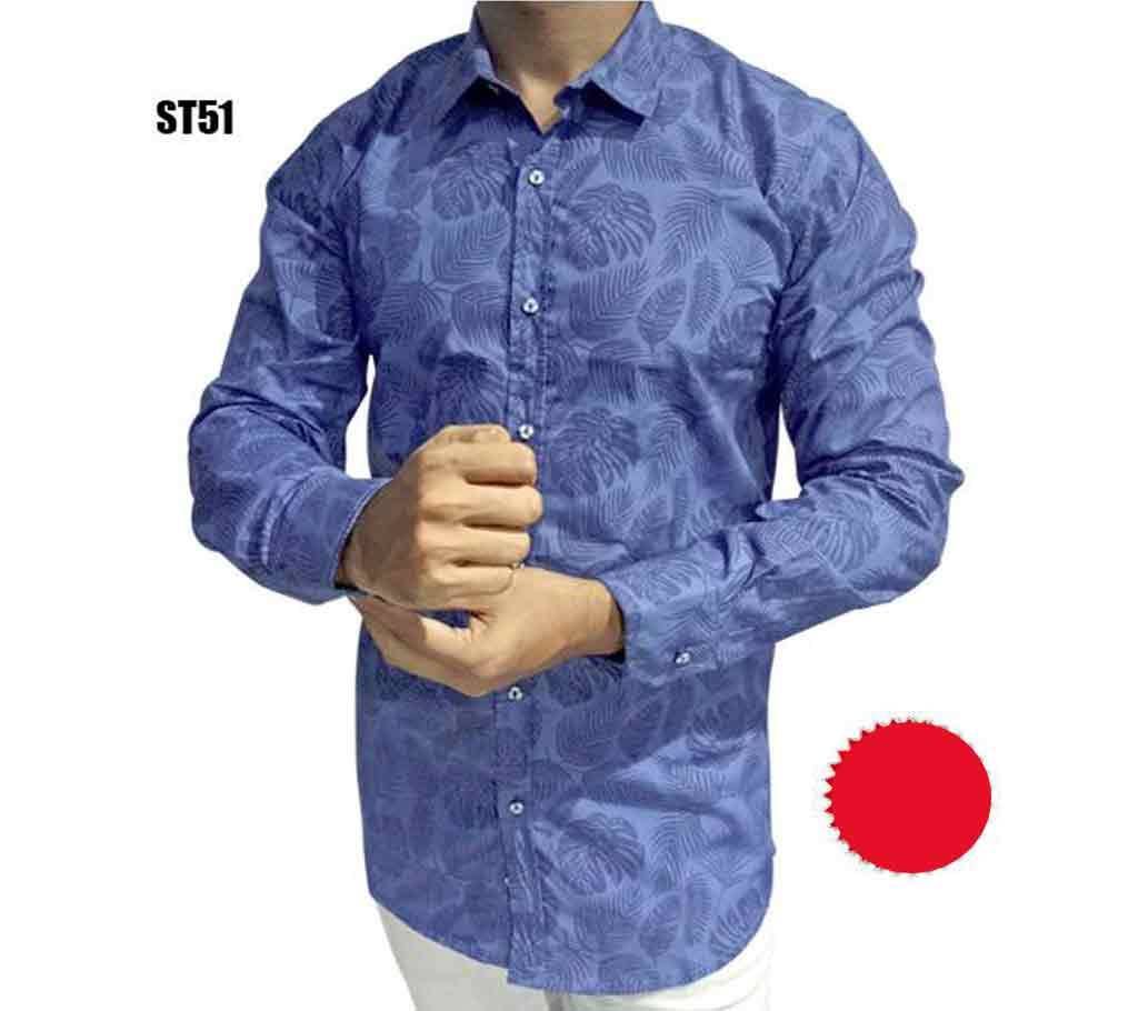 Printed Blue Full Sleeve Shirt For Men