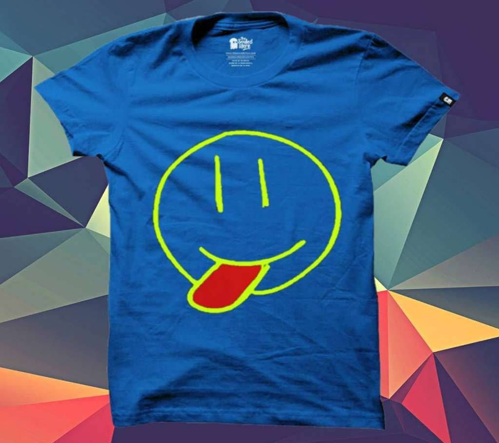 Blue emoji Cotton T-shirt