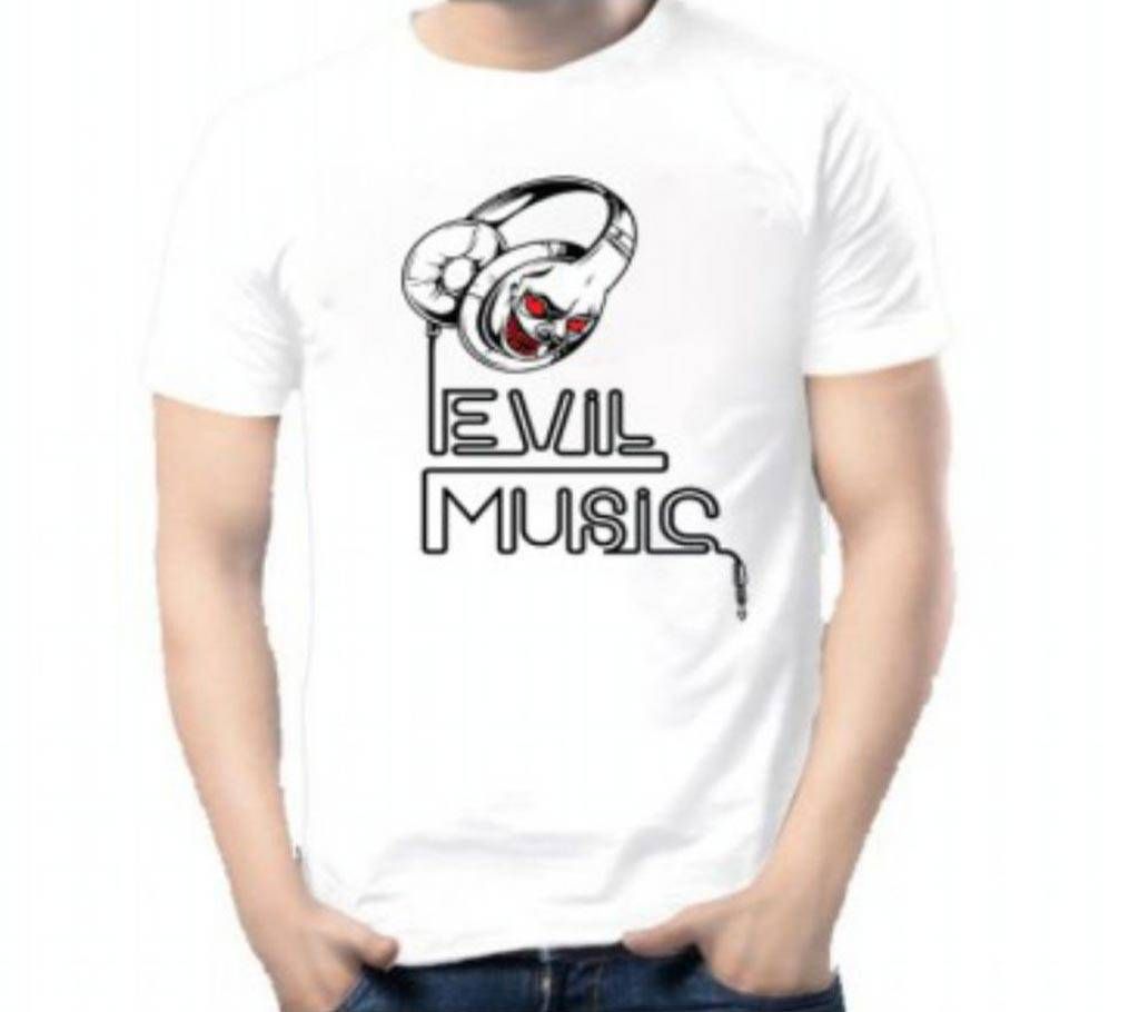 Evil Music Mens Half Sleeve Cotton Round neck  t-shirt