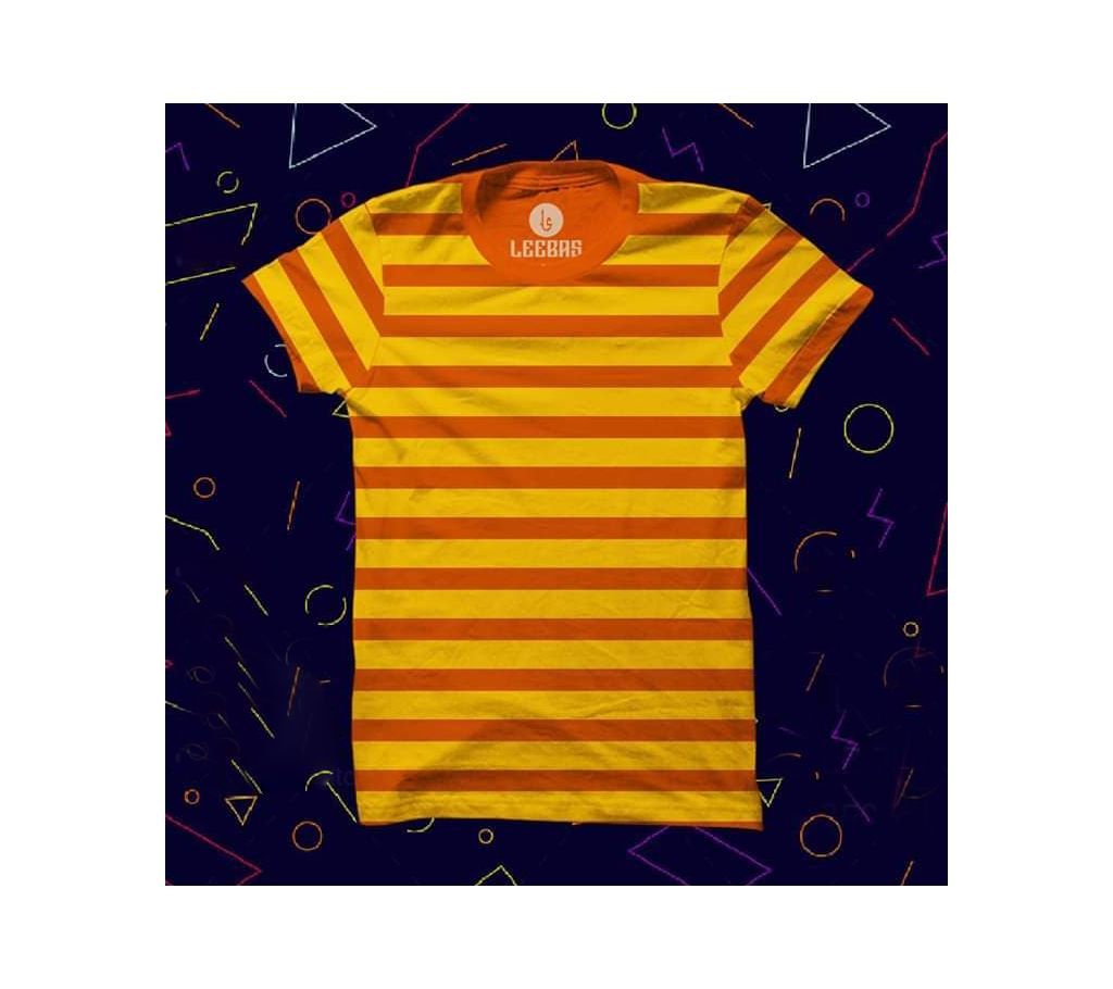 Striped Menz T shirt Yellow