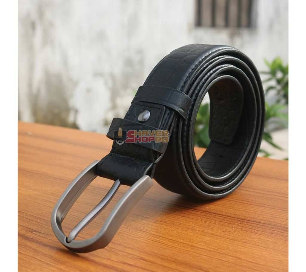 CROCO PRINTED 100% GENUINE LEATHER BELT BLACK SB-W12