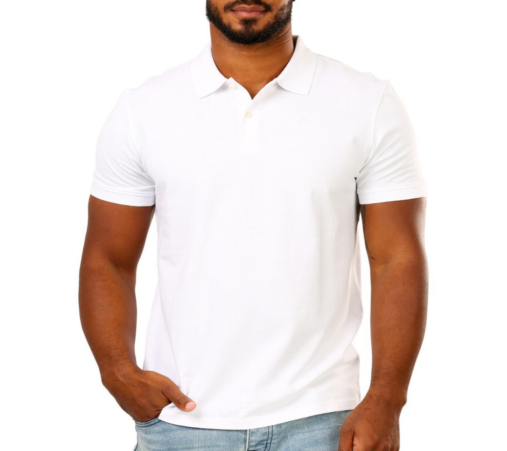 Solid Color Polo T-Shirt For Men White