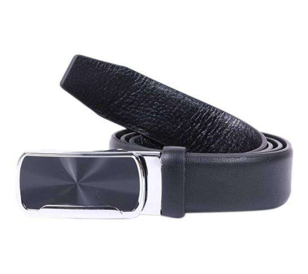 Black Leather Auto Gear Belt For Men-CSB-179