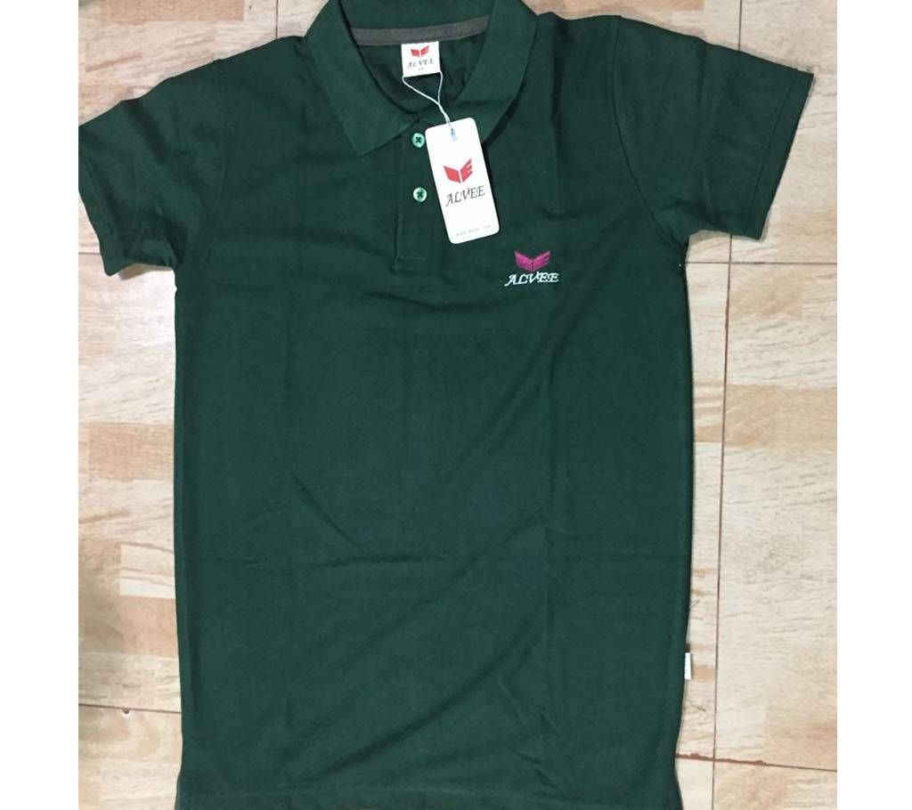 Olive Half Sleeve Polo Shirt For Men 
