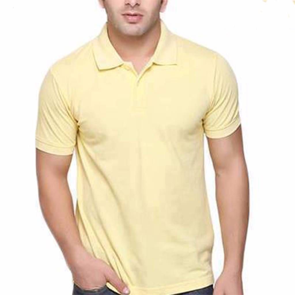 জেন্টস Whitey Yellow কটন পোলো শার্ট
