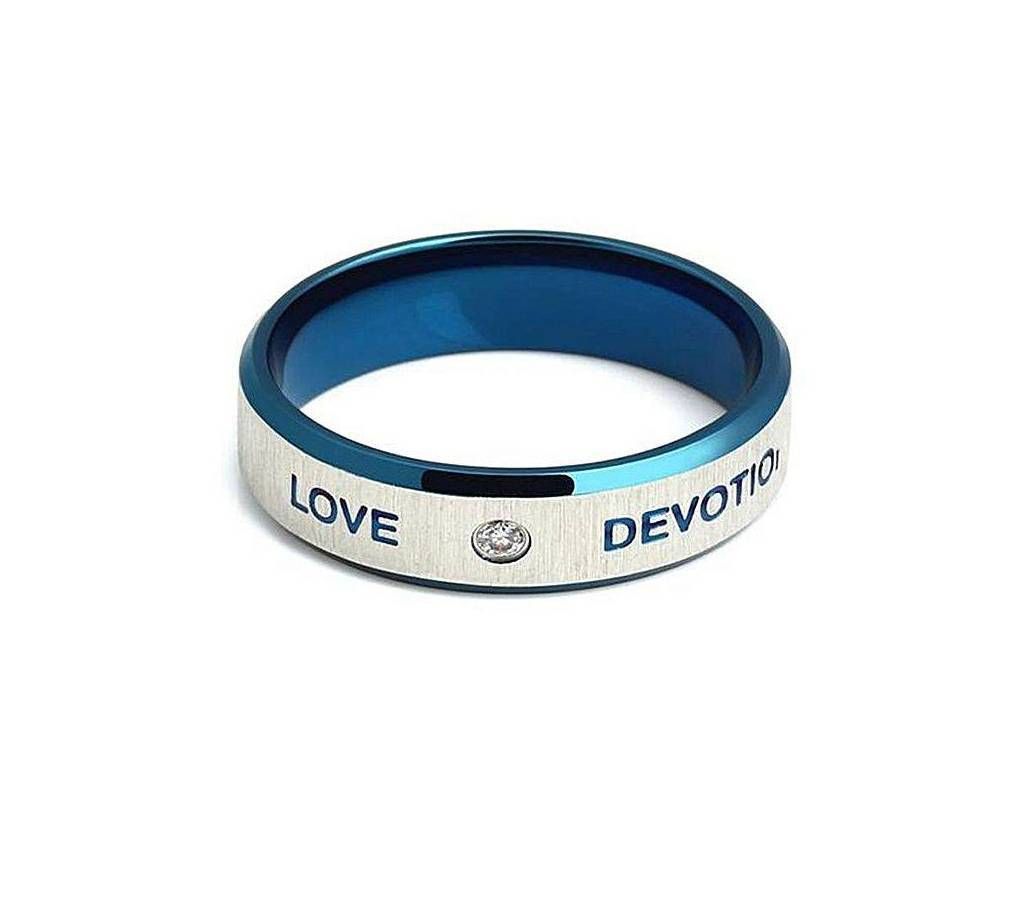 Blue and Silver Stainless Steel Finger Ring