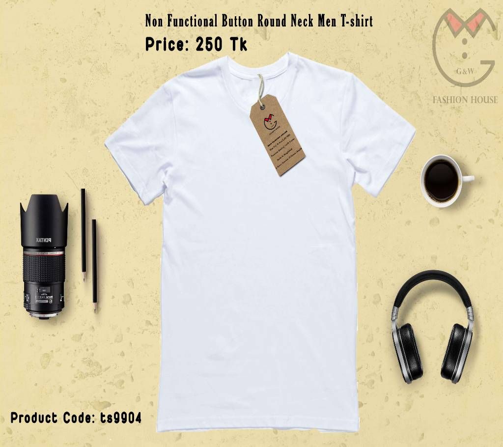 Solid Color Button T-Shirt