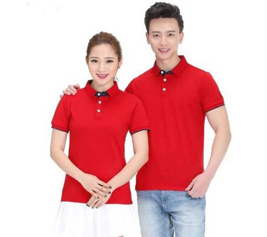 Couple Red Polo  T-Shirt for Men & Women(Valentines Offer)