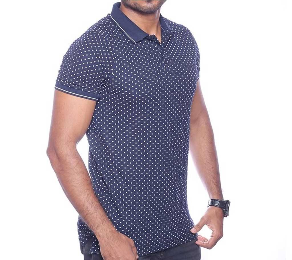 Black Cotton Polo for Men -107