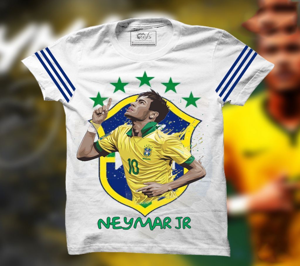 Neymar JR Mens Cotton Round Neck White T-Shirt