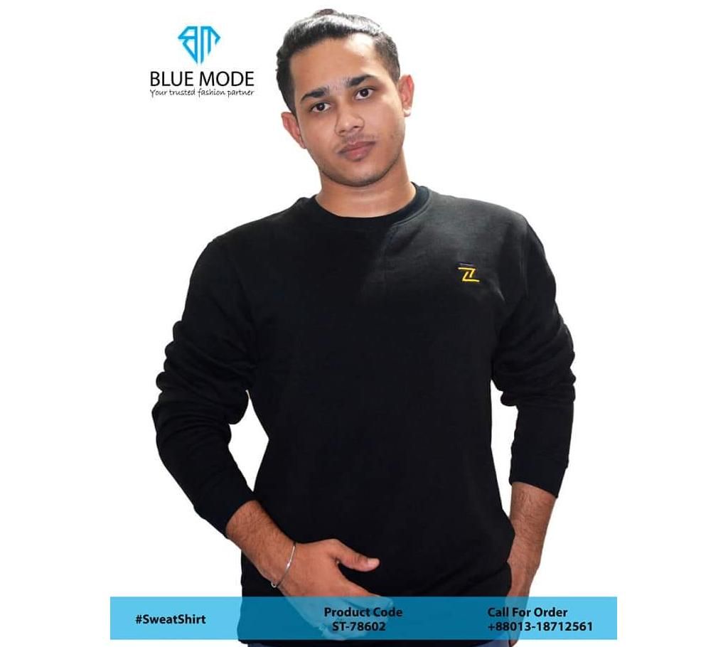 Solid Neck Black Sweat shirt