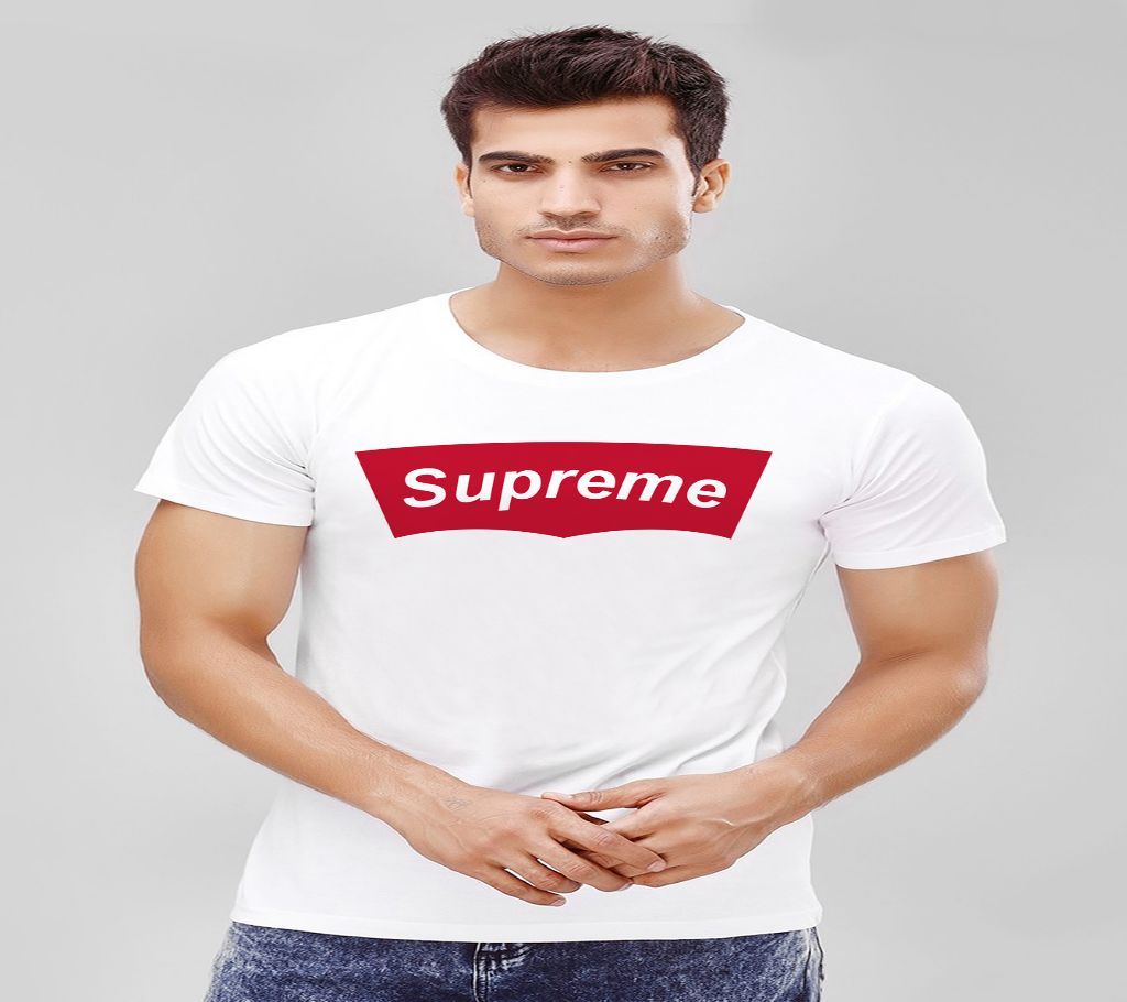 Supreme Graphic Print Round Neck T-Shirt for Men