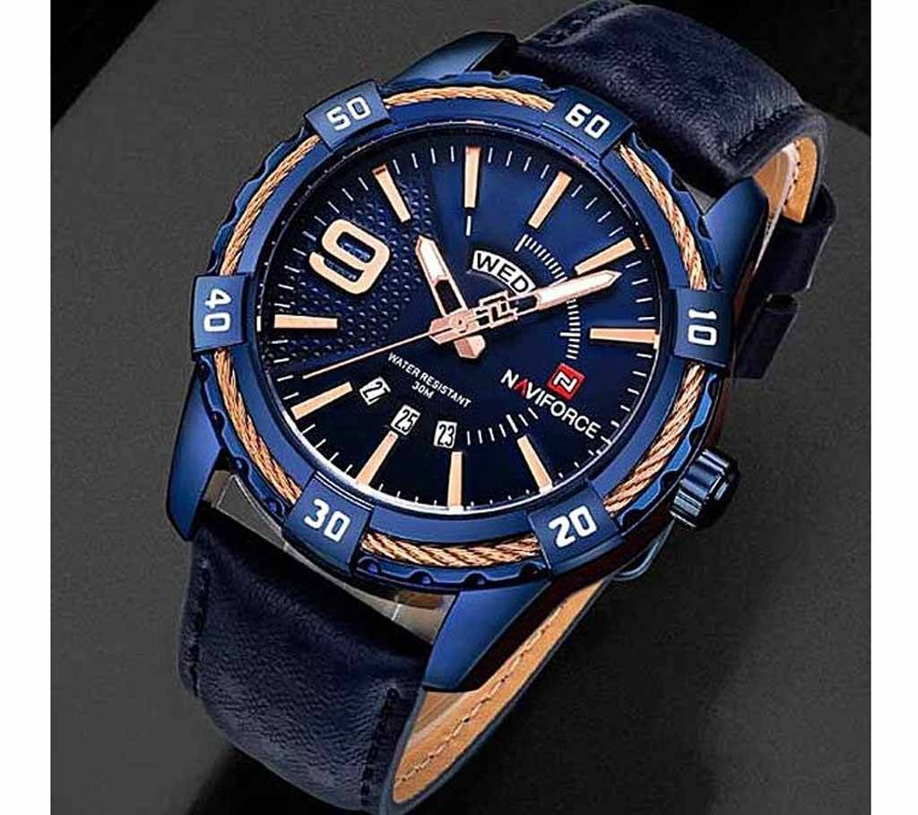 Original NAVIFORCE 9117L Multifunctional Men Quartz Watch With Date Week Luminous Hands Leather Straps For Man