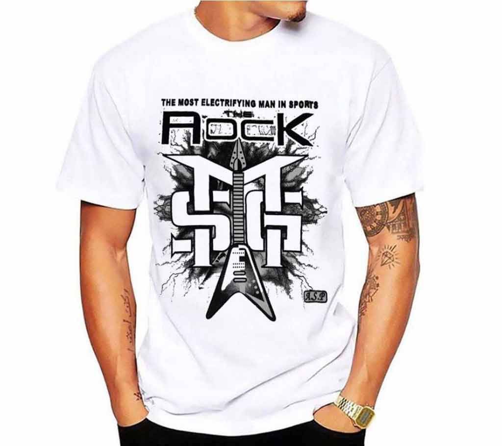 Rock Half Sleeve Slim Fit Cotton T Shirt For Men 