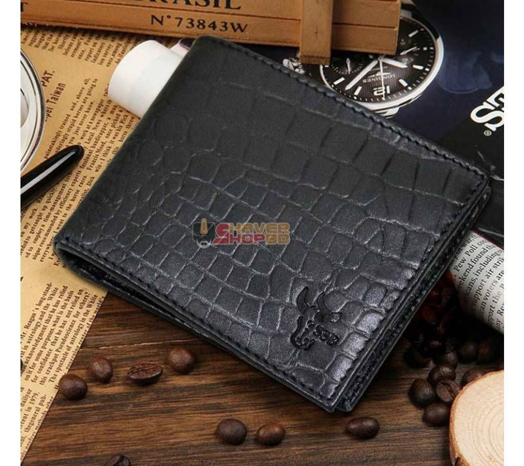 SSB MEN'S 100% GENUINE LEATHER CROCODILE PRINT WALLET BLACK SB-W13