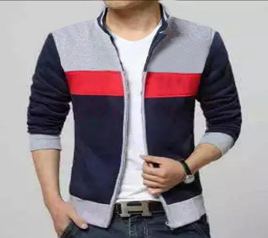 Gray,Navy And red Blue Cotton Jacket For Men
