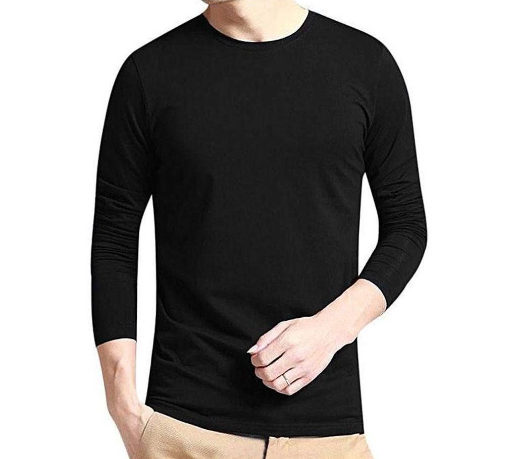 Full Sleeve Cotton T-Shirt For Men Black