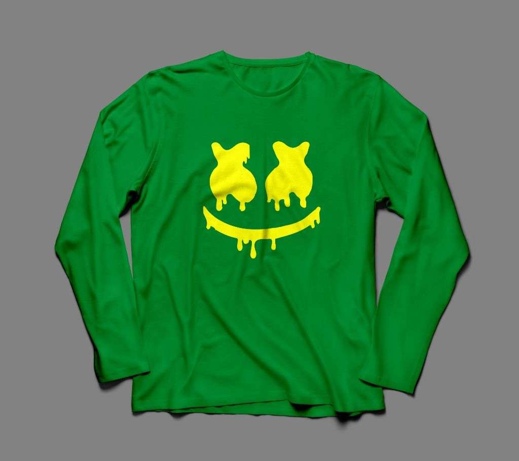 MARSHMALLOW LONG SLEEVE GREEN  COTTON TSHIRT FOR MEN