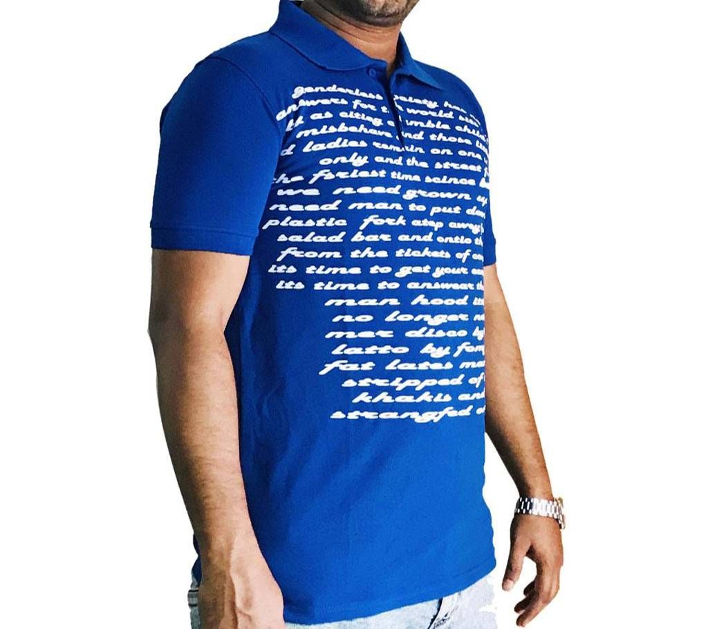 Mens Formal Polo T Shirt Navy Blue 